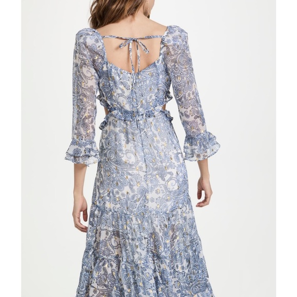 $190 Rahi Blue Paisley Juniper Midi Ruffle Dress XS NEW - Picture 7 of 7